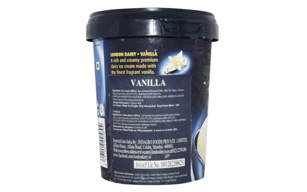 London Dairy Premium Ice Cream Vanilla    Plastic Jar  500 grams